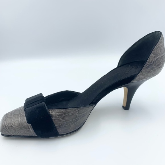 Giuseppe Zanotti Green Croc Leather & Velvet Pumps - Picture 8 of 16